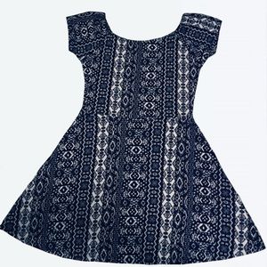 Navy blue cotton circle dress.